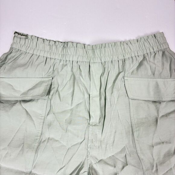 Madewell Pull On Cargo Shorts Paper bag Waist Sz Large Sage Mist Tencell NEW - Picture 5 of 8